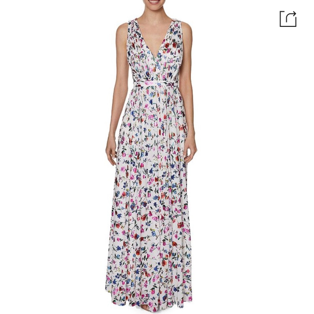 White & Floral Dress - Shelli Segal Gown
